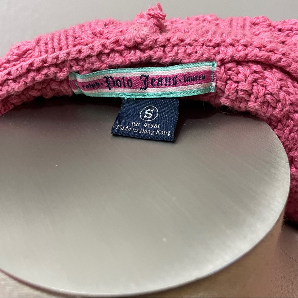 Vintage Polo Ralph Lauren Pink Cable Knit Hooded Sweater - Size Small - EUC 🌟 - Picture 10 of 15